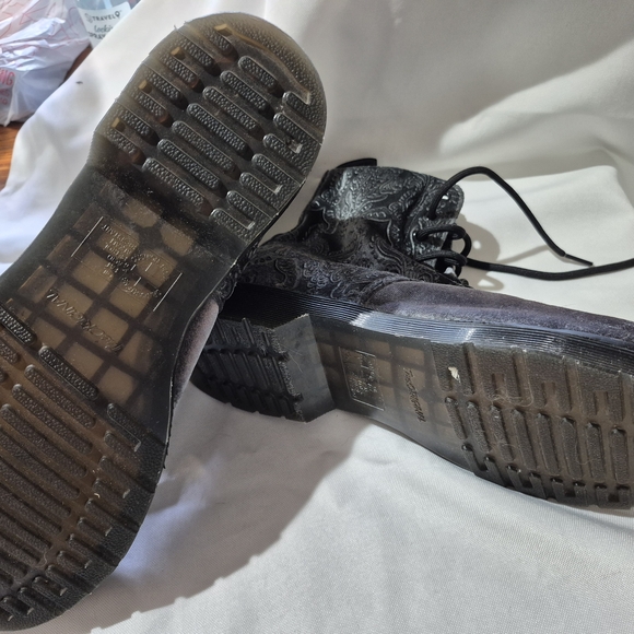 Dr. Martens Silver/Gray Brocade Embossed Unisex Boots - Picture 4 of 6